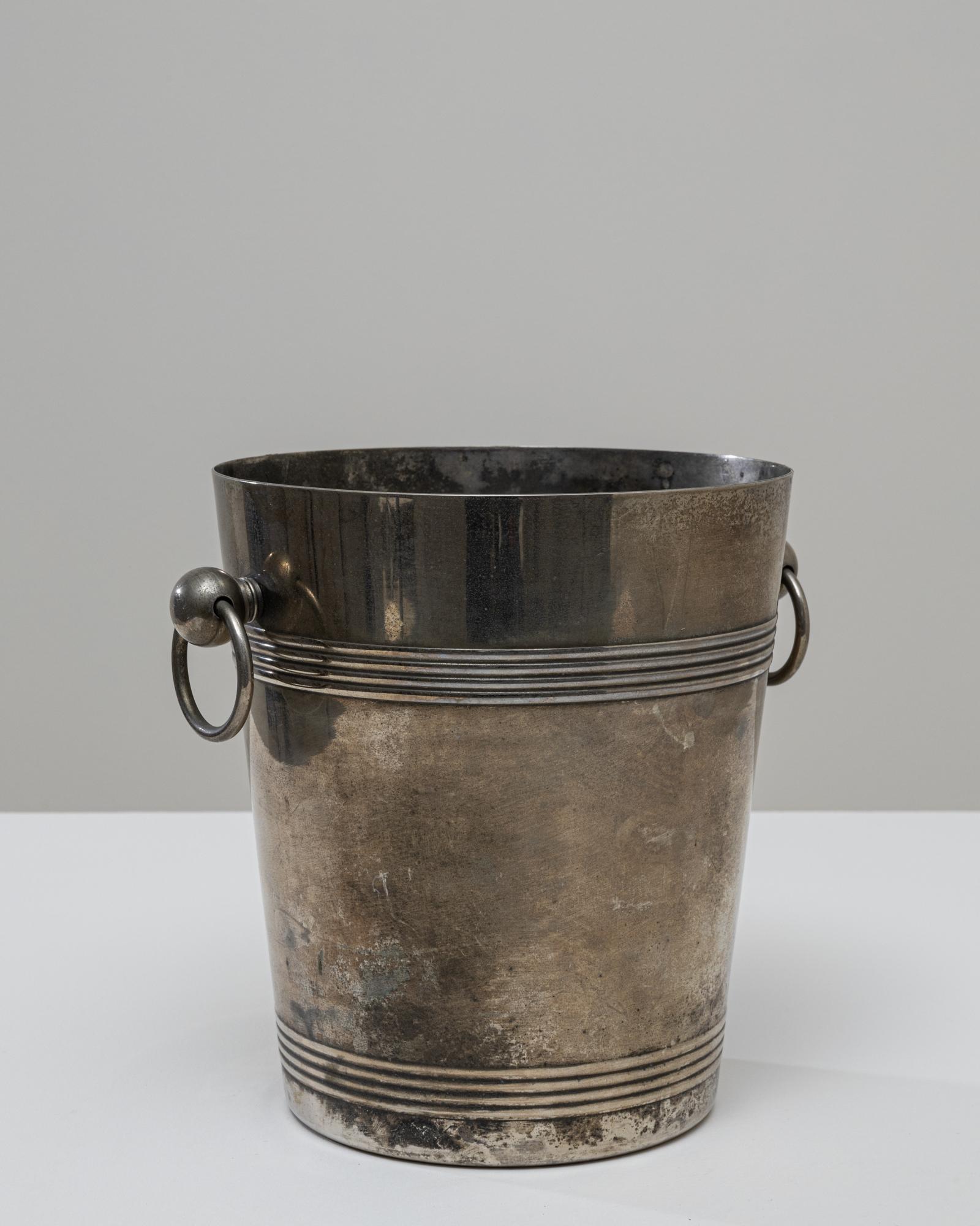 Seau à champagne en métal argenté français du 20e siècle en vente 2