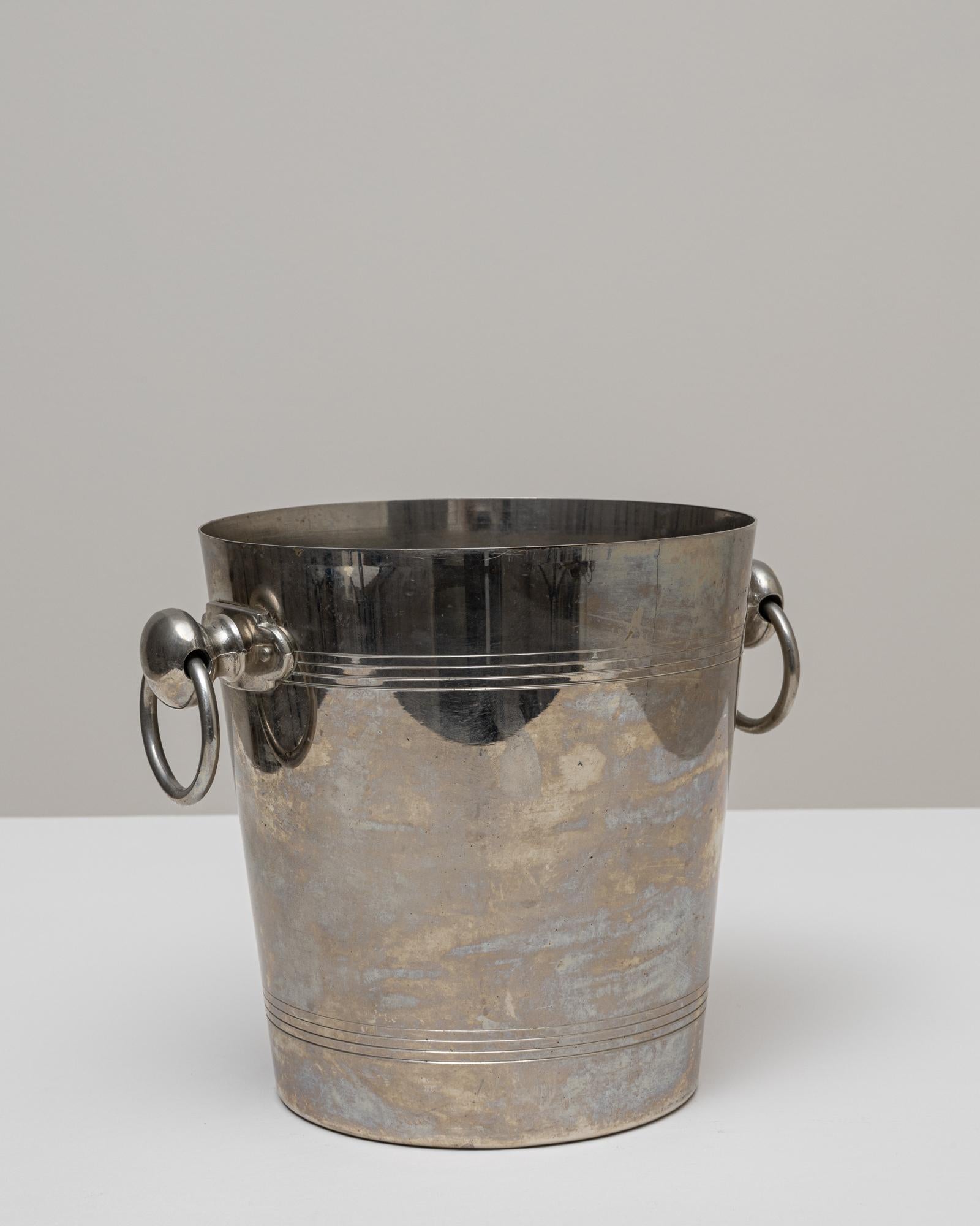 Seau à champagne en métal argenté français du 20e siècle en vente 2