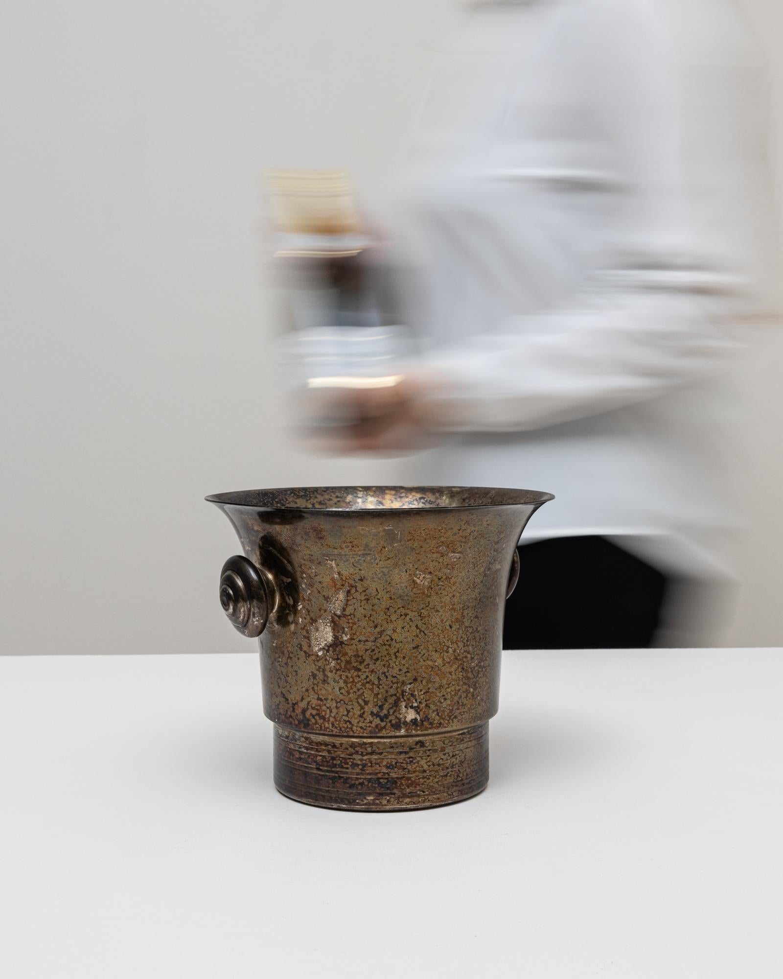 Seau à champagne en métal argenté français du 20e siècle en vente 2