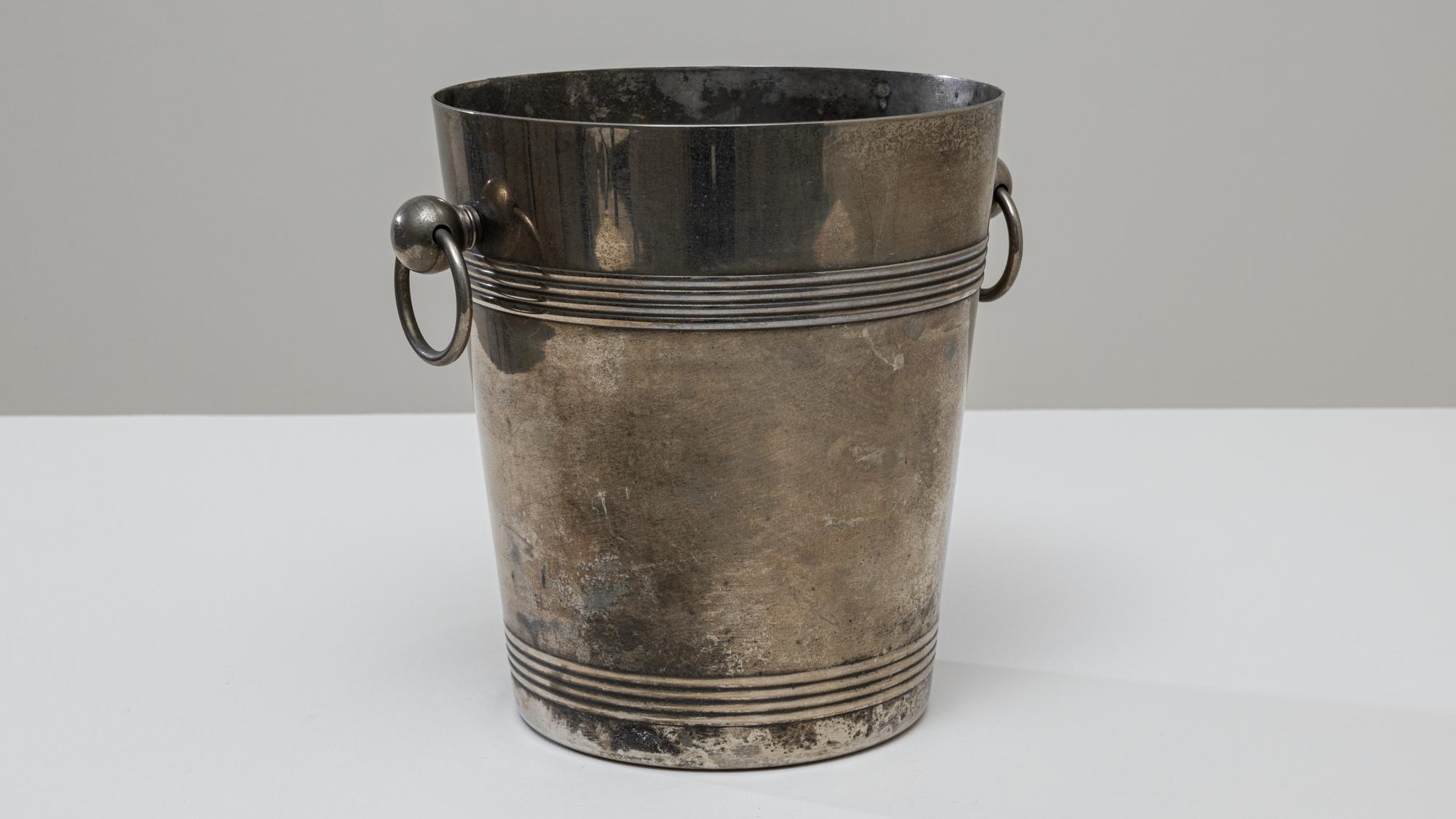 Seau à champagne en métal argenté français du 20e siècle en vente 3