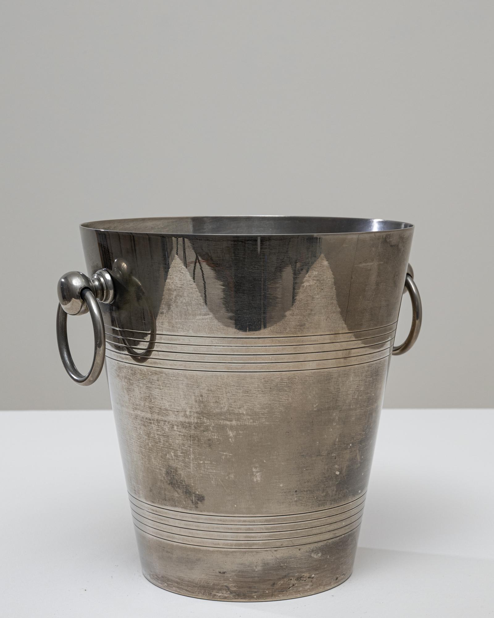 Seau à champagne en métal argenté français du 20e siècle en vente 3