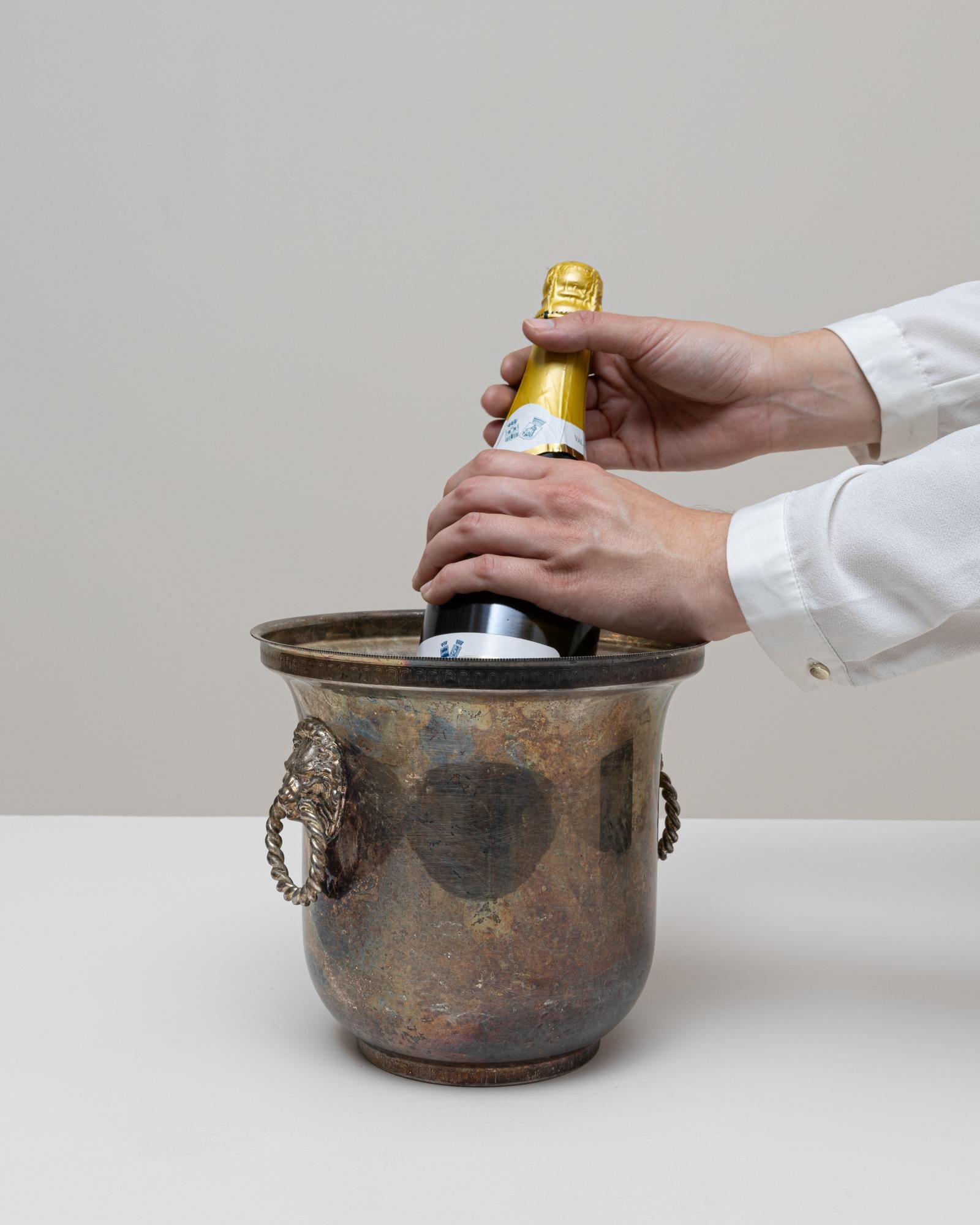 Seau à champagne en métal argenté français du 20e siècle en vente 3