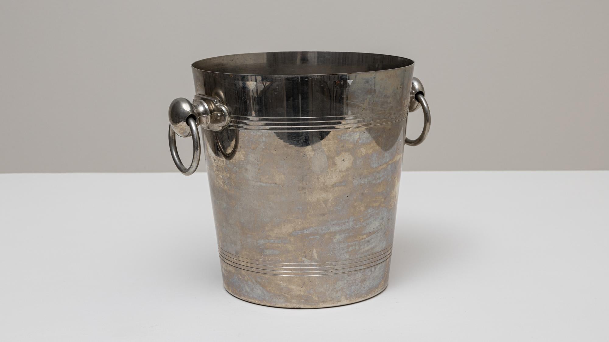 Seau à champagne en métal argenté français du 20e siècle en vente 3