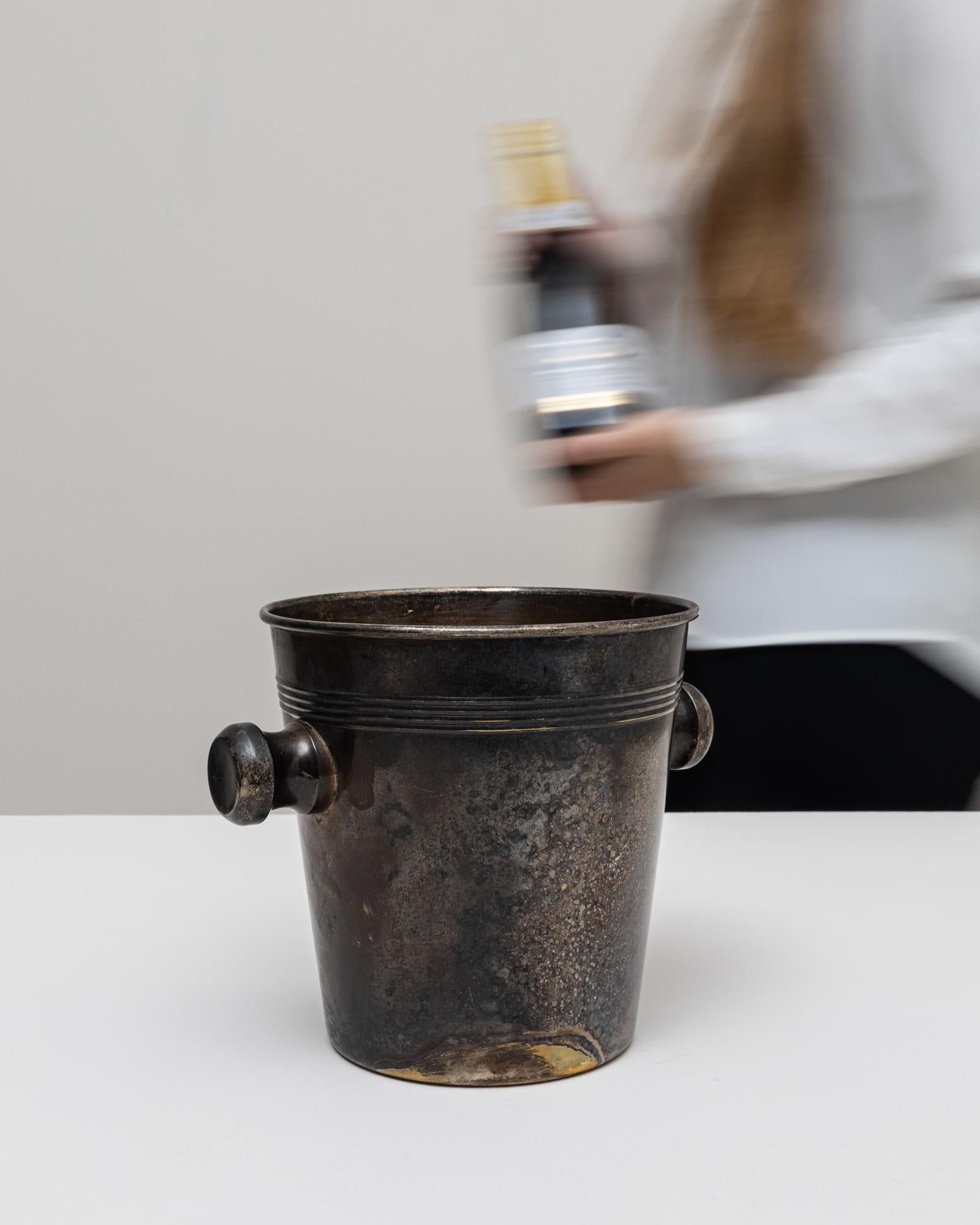 Seau à champagne en métal argenté français du 20e siècle en vente 3