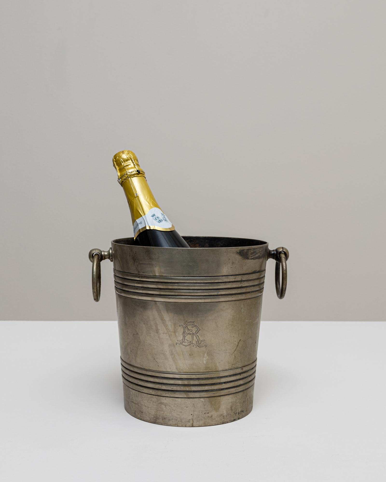 Seau à champagne en métal argenté français du 20e siècle en vente 3