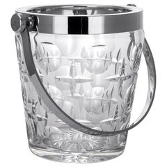 Vintage 20th Century French Silver Plated & Cut Glass Champagne Ice Bucket, C. 1960