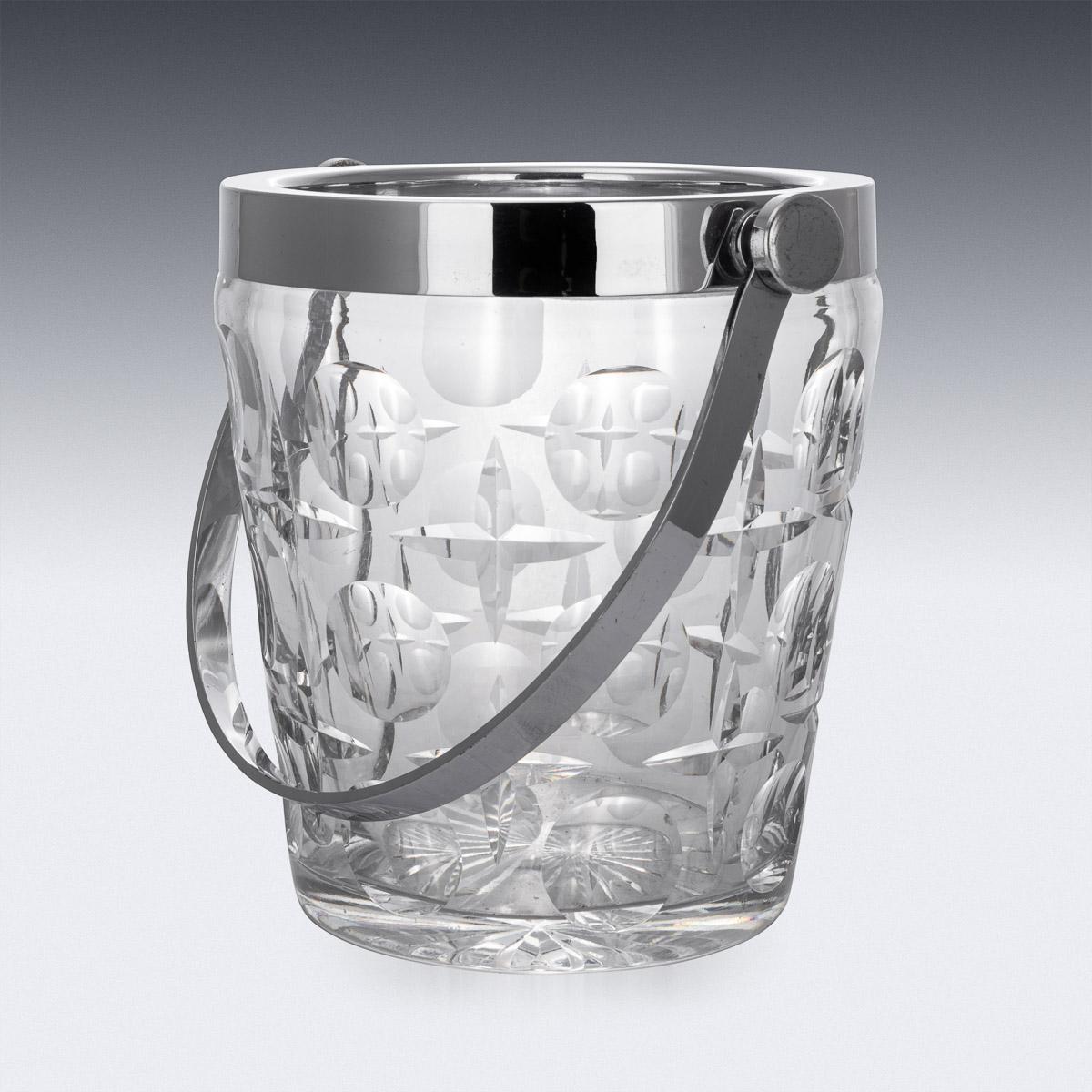 20th Century French Silver Plated & Cut Glass Champagne Ice Bucket, C. 1960 In Good Condition In Royal Tunbridge Wells, Kent
