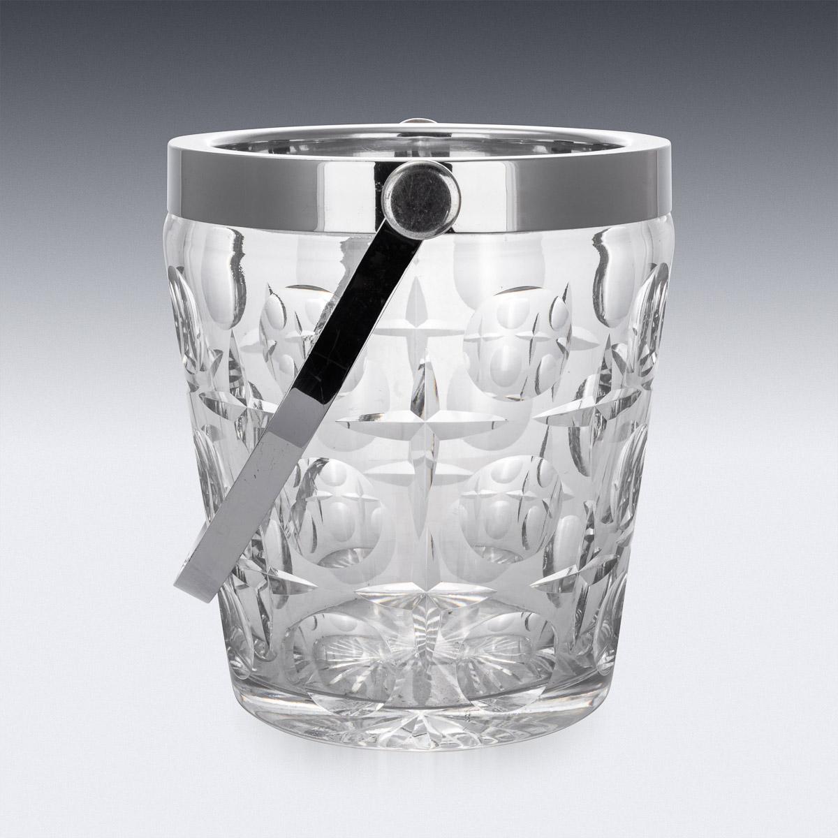 20th Century French Silver Plated & Cut Glass Champagne Ice Bucket, C. 1960 1