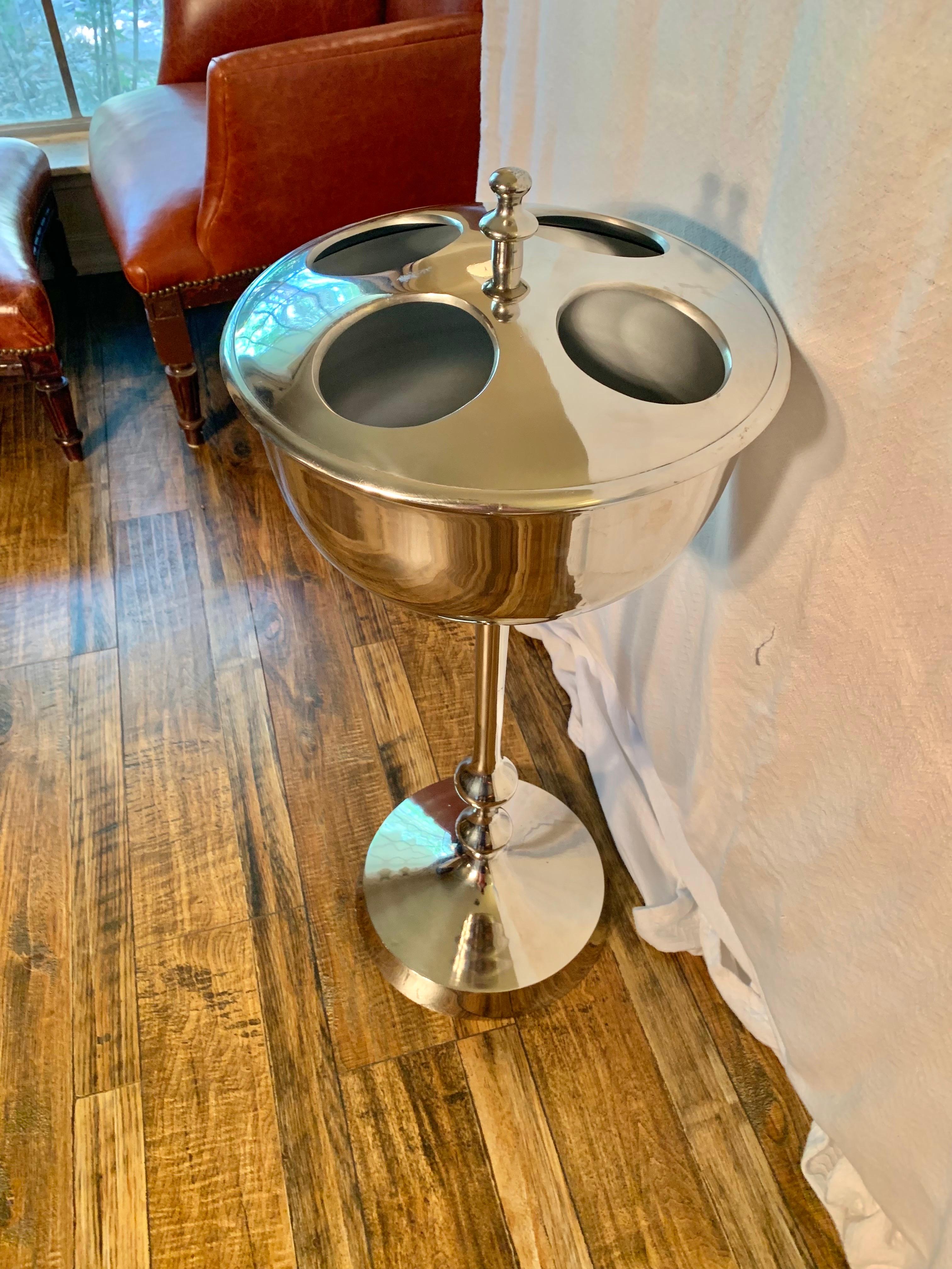 Metal 20th Century French Silverplate Bollinger Champagne Chiller Stand
