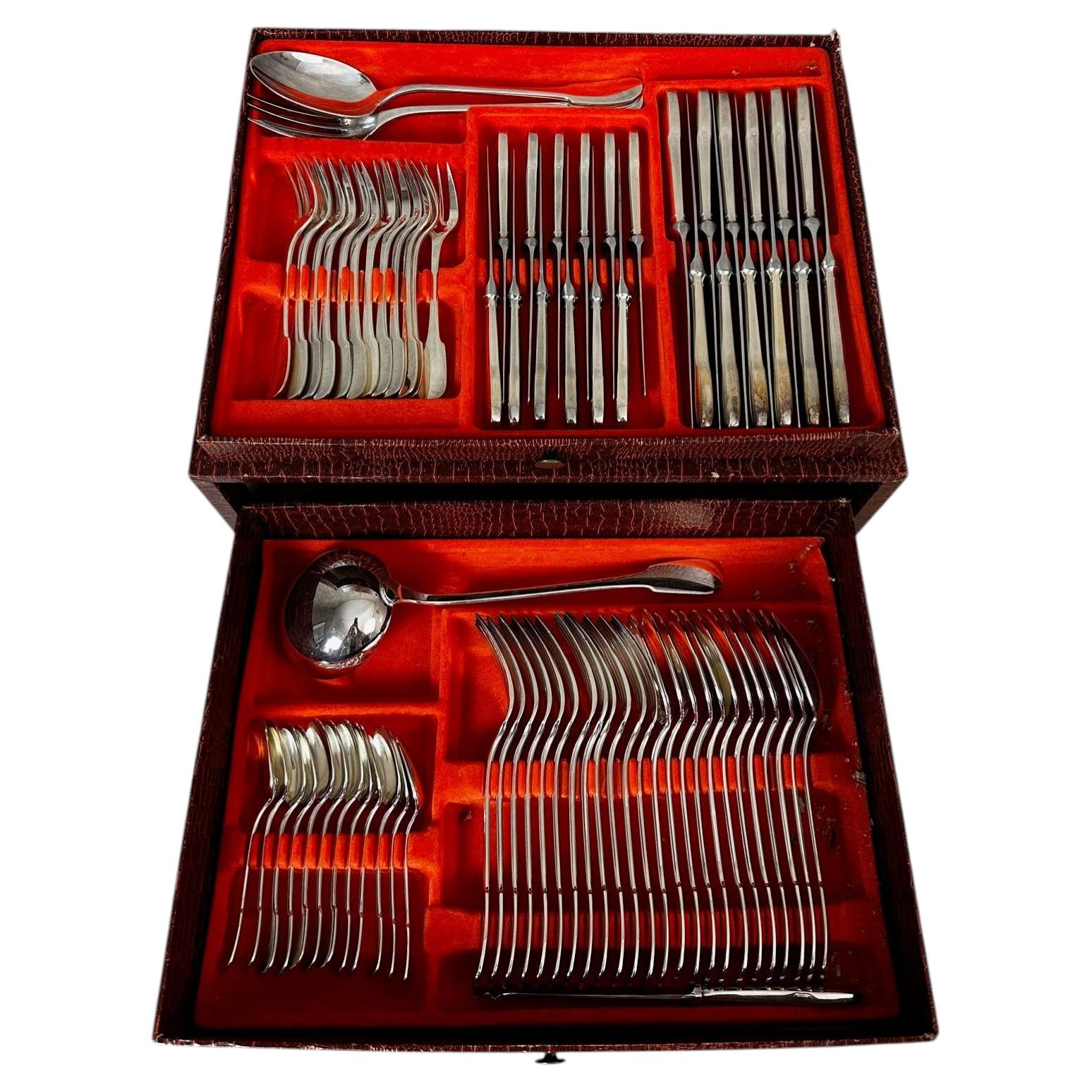 20th century French Silverplate Christofle Flatware Set, 1980s