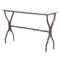 20th Century French Single Marble Console Table Attributed to Diego Giacometti