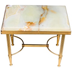 Antique 20th Century French Small Marble Top Tray Table Standing on Brass Crossed Legs