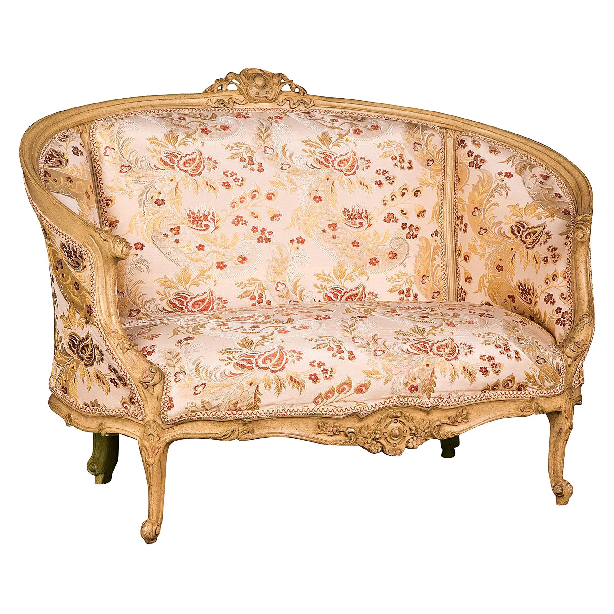 Französisches Sofa / Canape des 20. Jahrhunderts aus handgeschnitzter Buche im antiken Louis-Seize-Stil
