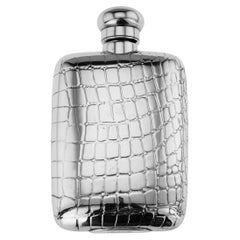 Französischer Christofle-Hip-Flask aus massivem Silber des 20. Jahrhunderts