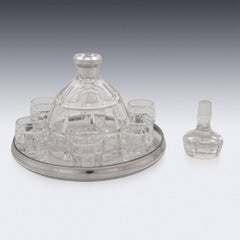 20th Century French Solid Silver & Cut Glass Grenade Shaped Drinking Set, c.1960