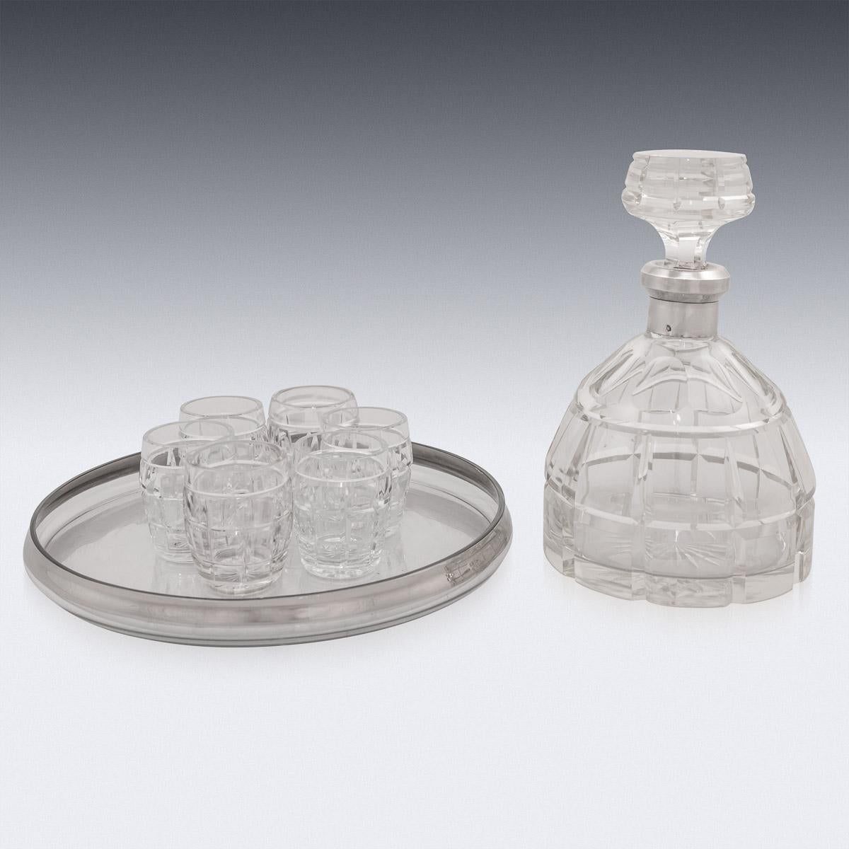 20th Century French Solid Silver & Cut Glass Grenade Shaped Drinking Set, c.1960 In Good Condition In Royal Tunbridge Wells, Kent