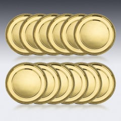 12 assiettes à dîner en argent massif doré du 20e siècle, Puiforcat, vers 1910