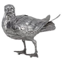 20th Century French Solid Silver Wading Bird With Articulated Wings c.1910