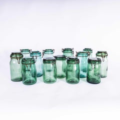 20th Century French Solidex Green Preserving Glass Jars