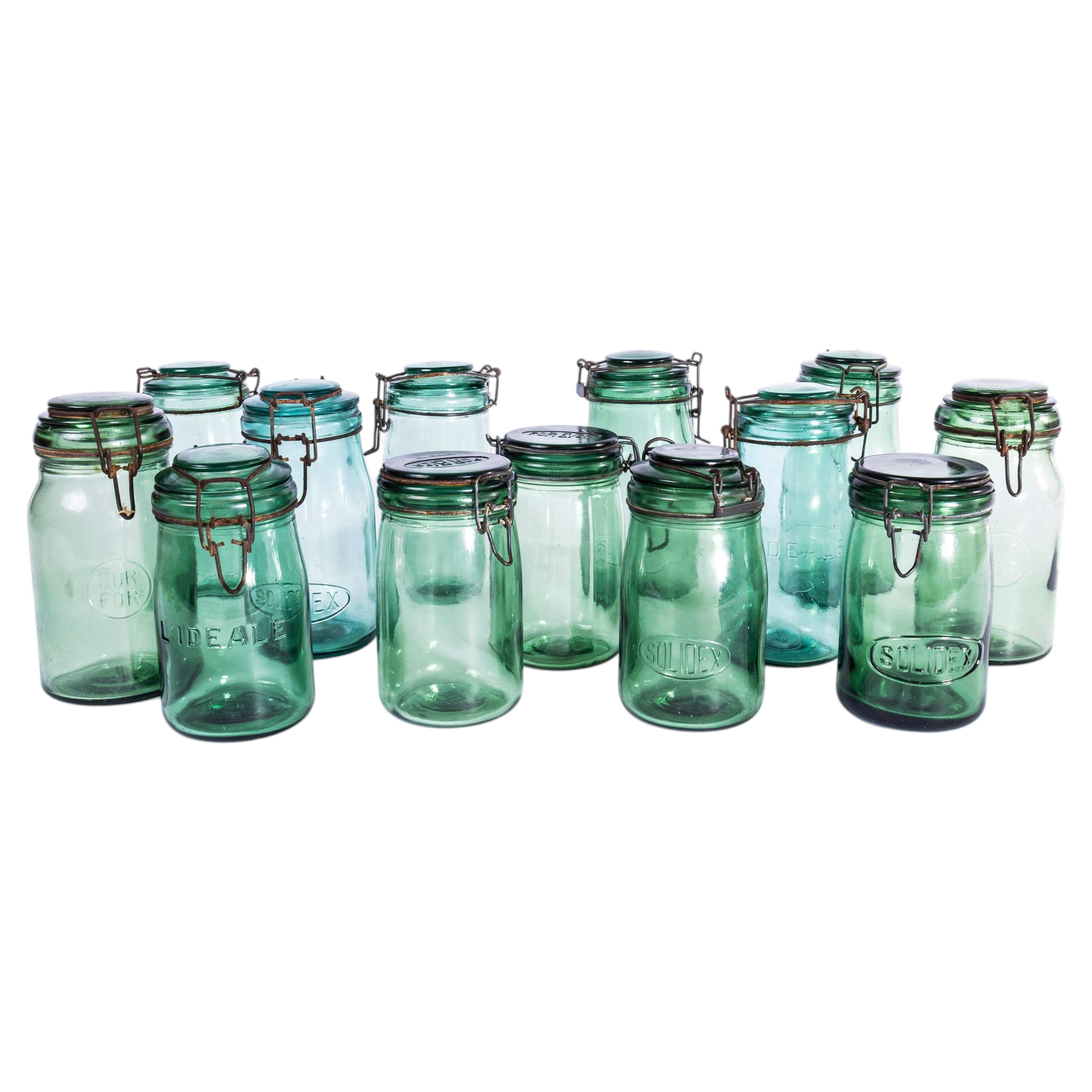20th Century French Solidex Green Preserving Glass Jars