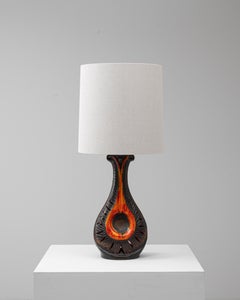 20th Century French Space Age Orange Lava Ceramic Table Lamp