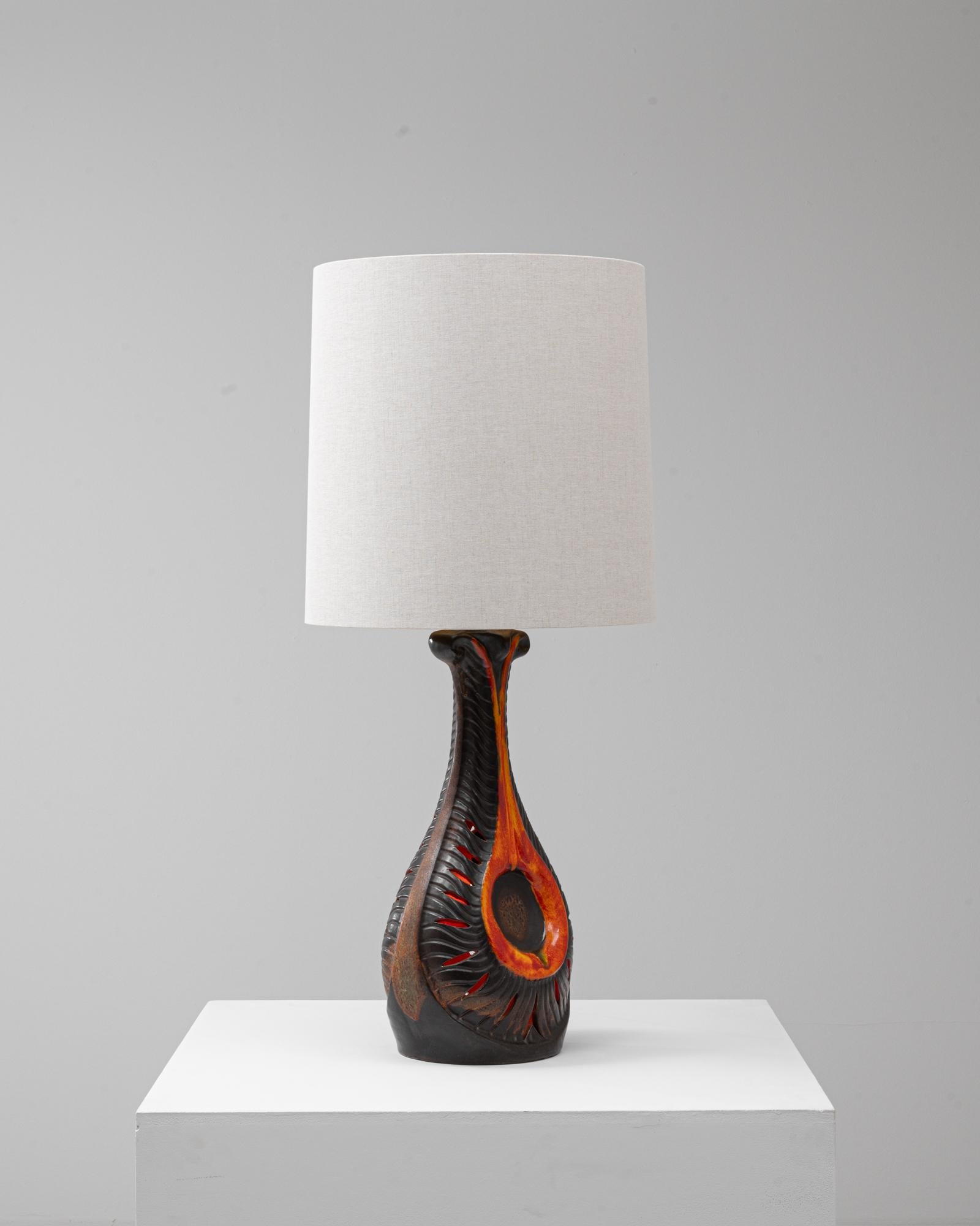20ième siècle Lampe de table en céramique de lave orange du 20e siècle A Space en vente
