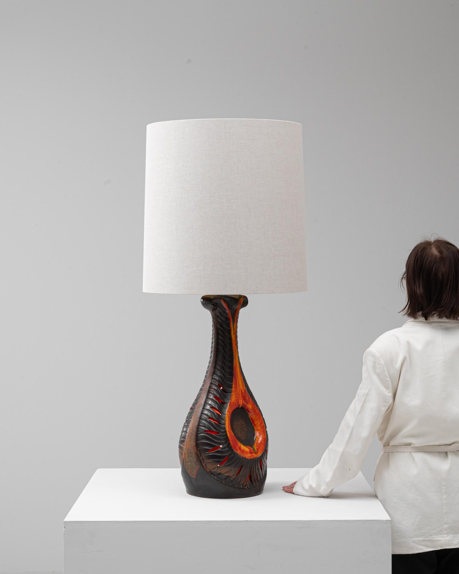 Céramique Lampe de table en céramique de lave orange du 20e siècle A Space en vente