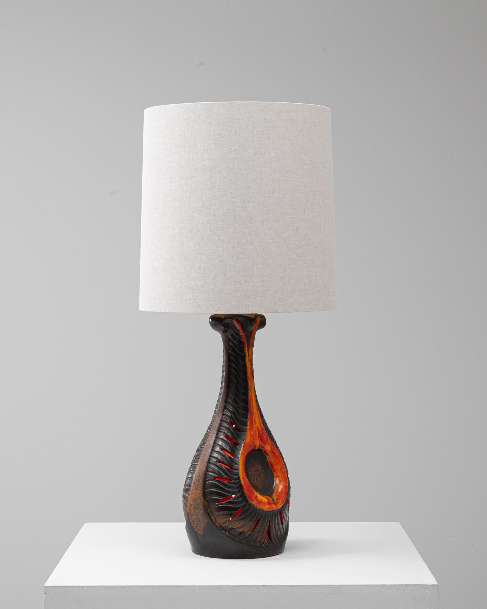 Lampe de table en céramique de lave orange du 20e siècle A Space en vente 1