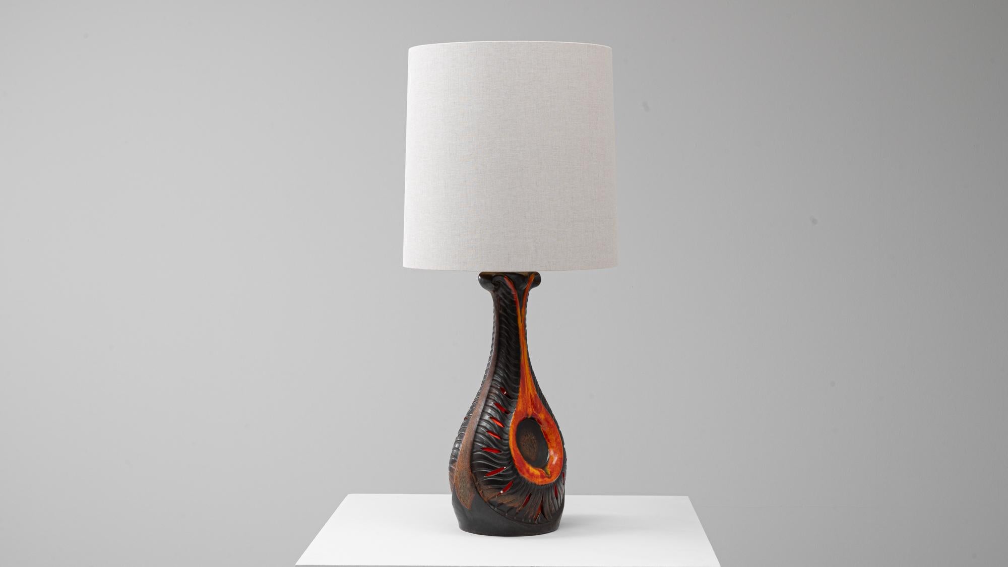 Lampe de table en céramique de lave orange du 20e siècle A Space en vente 2