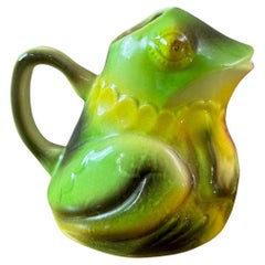 20th century French St Clément Barbotine Frog Pitcher, 1950s