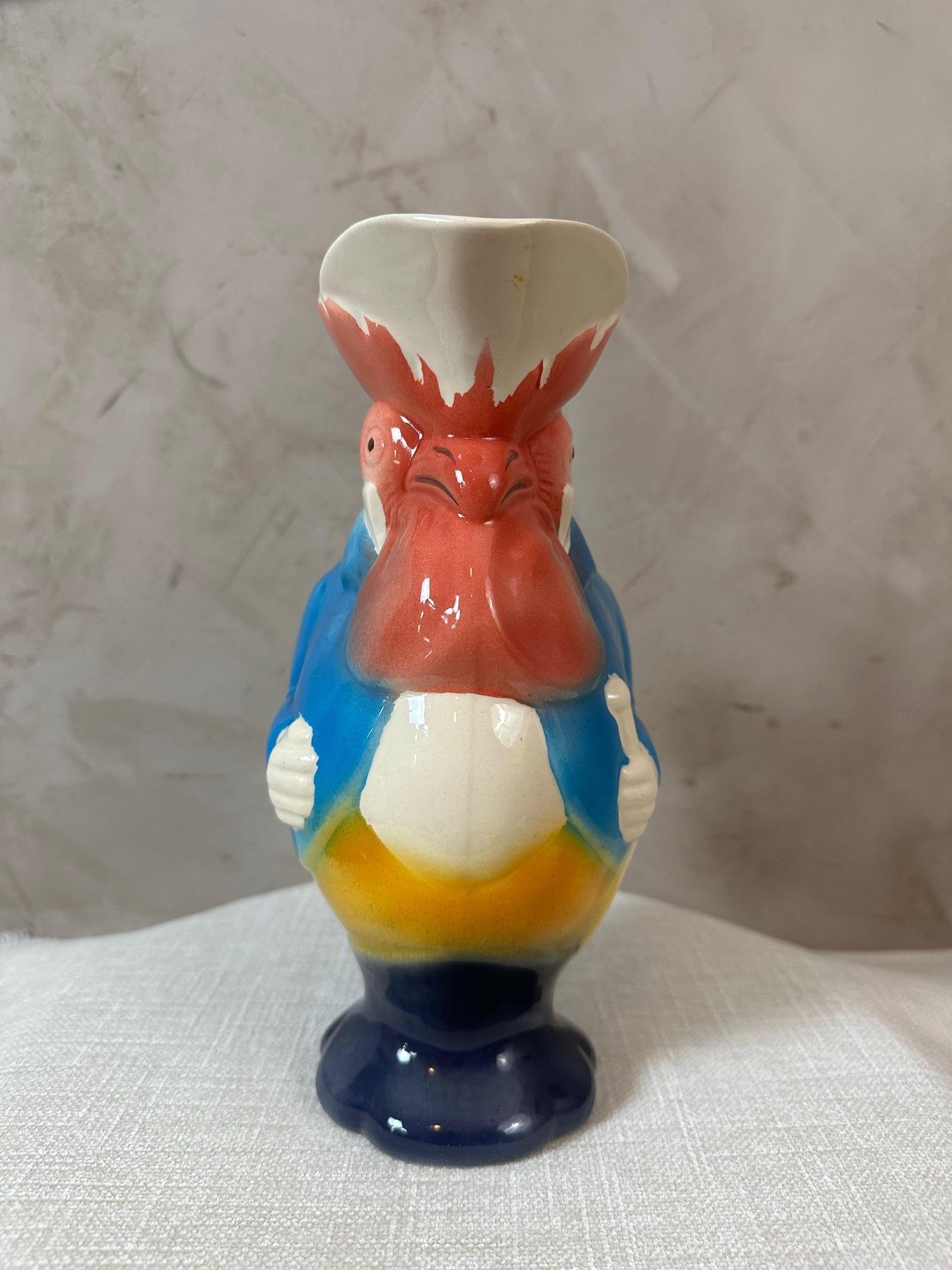 Pichet à coq en faïence de la manufacture française de St Clément du 20e siècle, années 1950 Bon état - En vente à LEGNY, FR