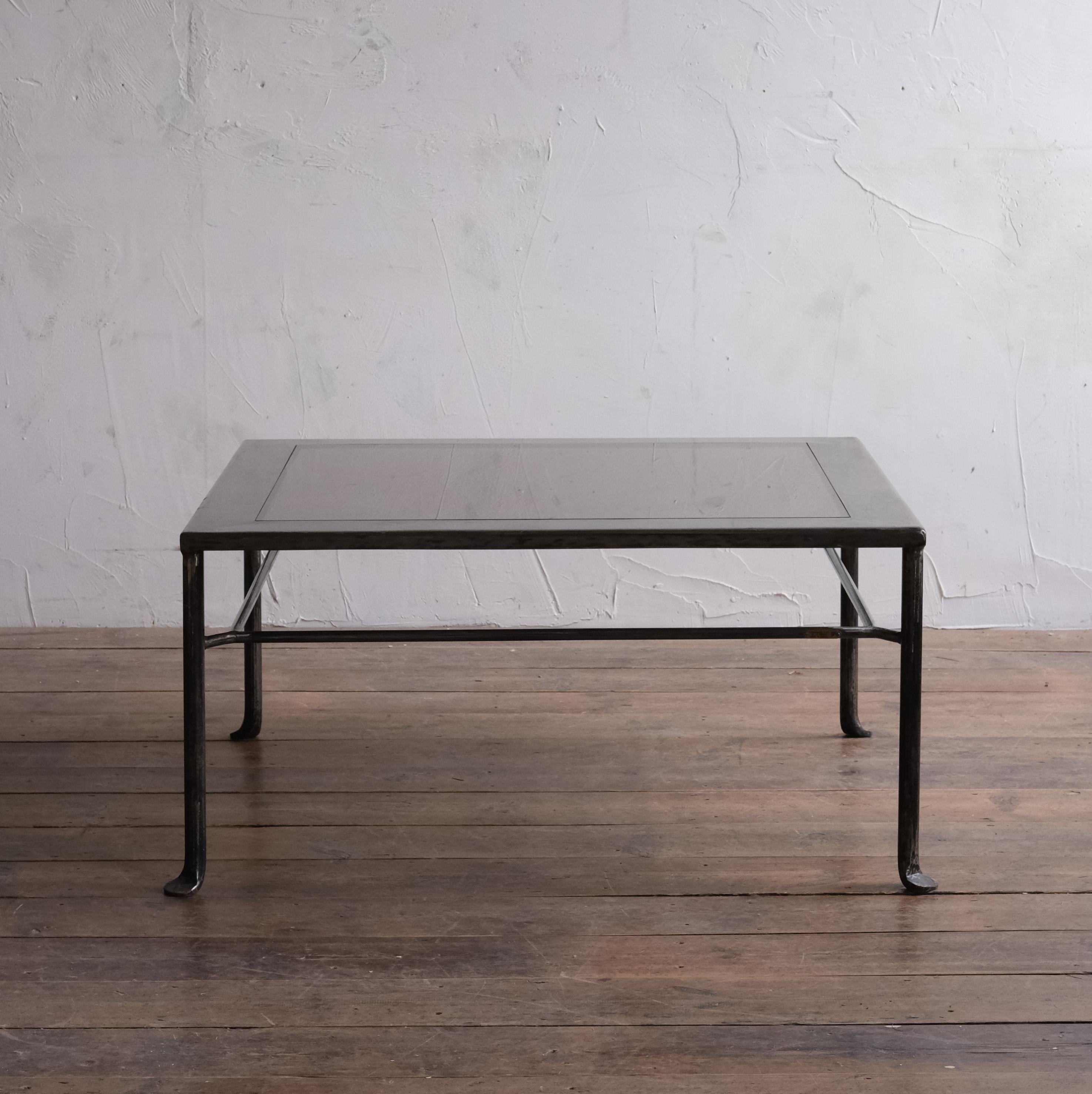 Modern 20th Century French Steel and Glass Coffee Table For Sale
