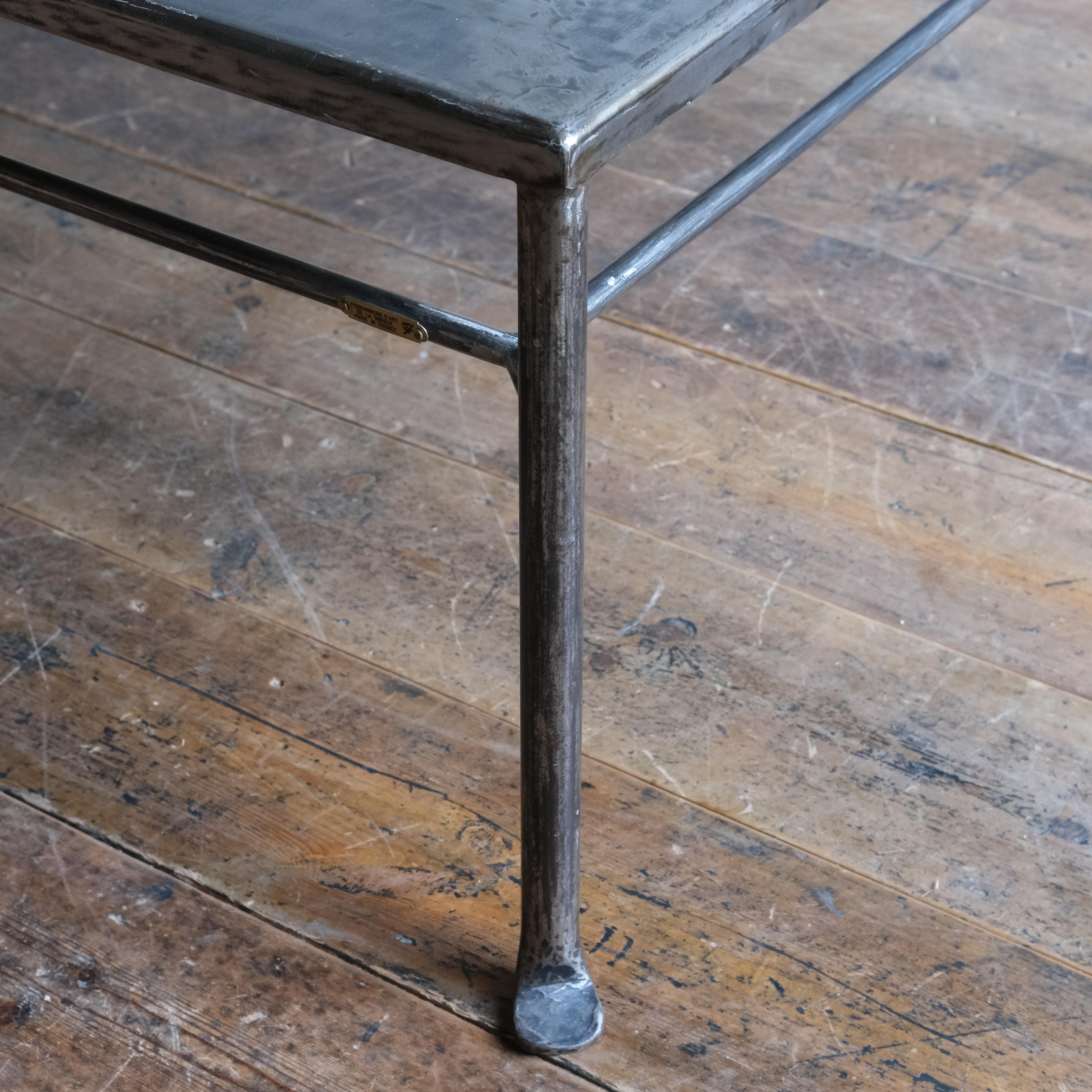 20th Century French Steel and Glass Coffee Table For Sale 1