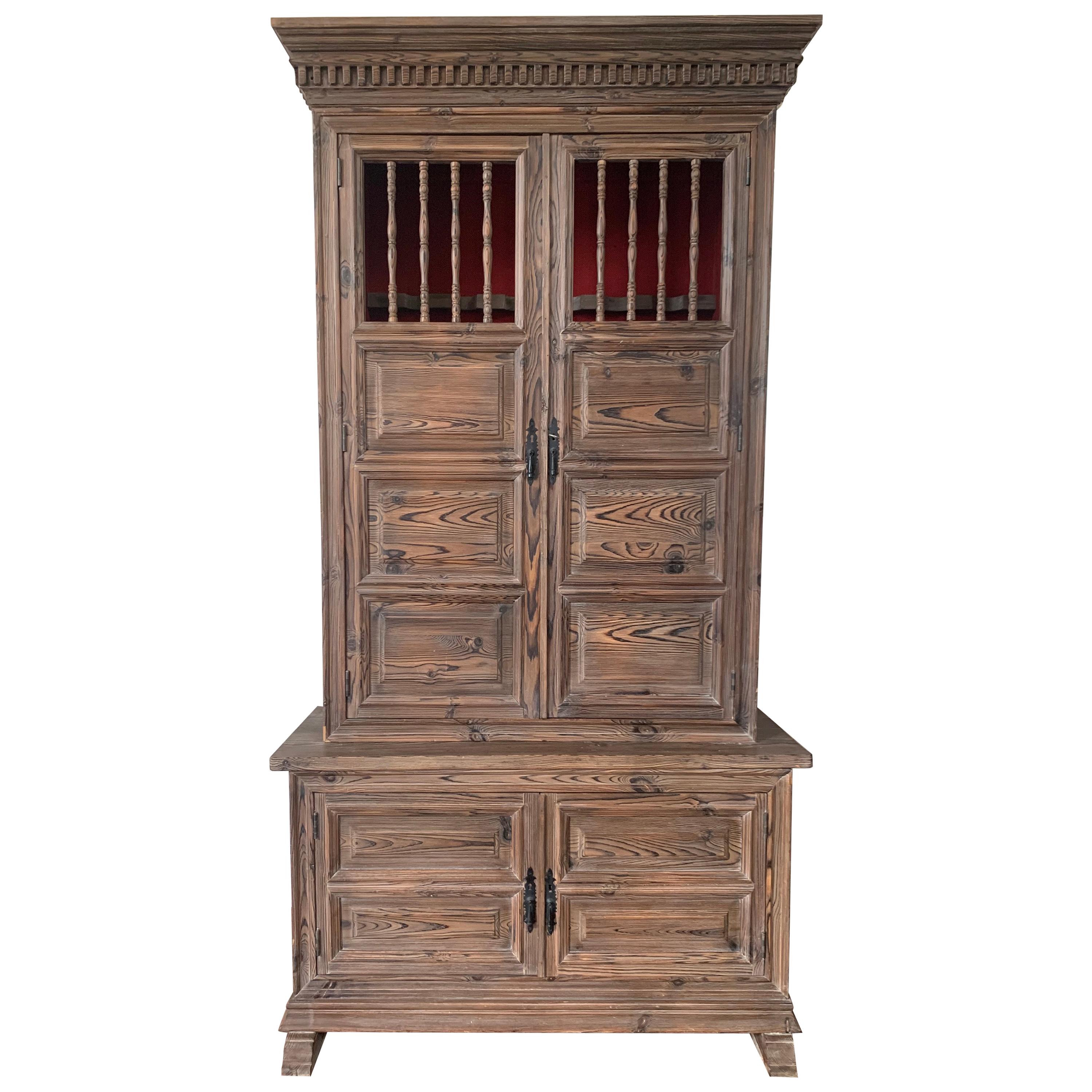 20th Century French Step Back Cupboard or Linen Press with Four Doors For Sale
