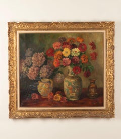 20th Century French Still Life Oil on Canvas Painting with Flowers by W. Demarin