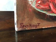 20th Century French Still-Life Oil on Canvas Signed Roux-Abougit, 1930s
