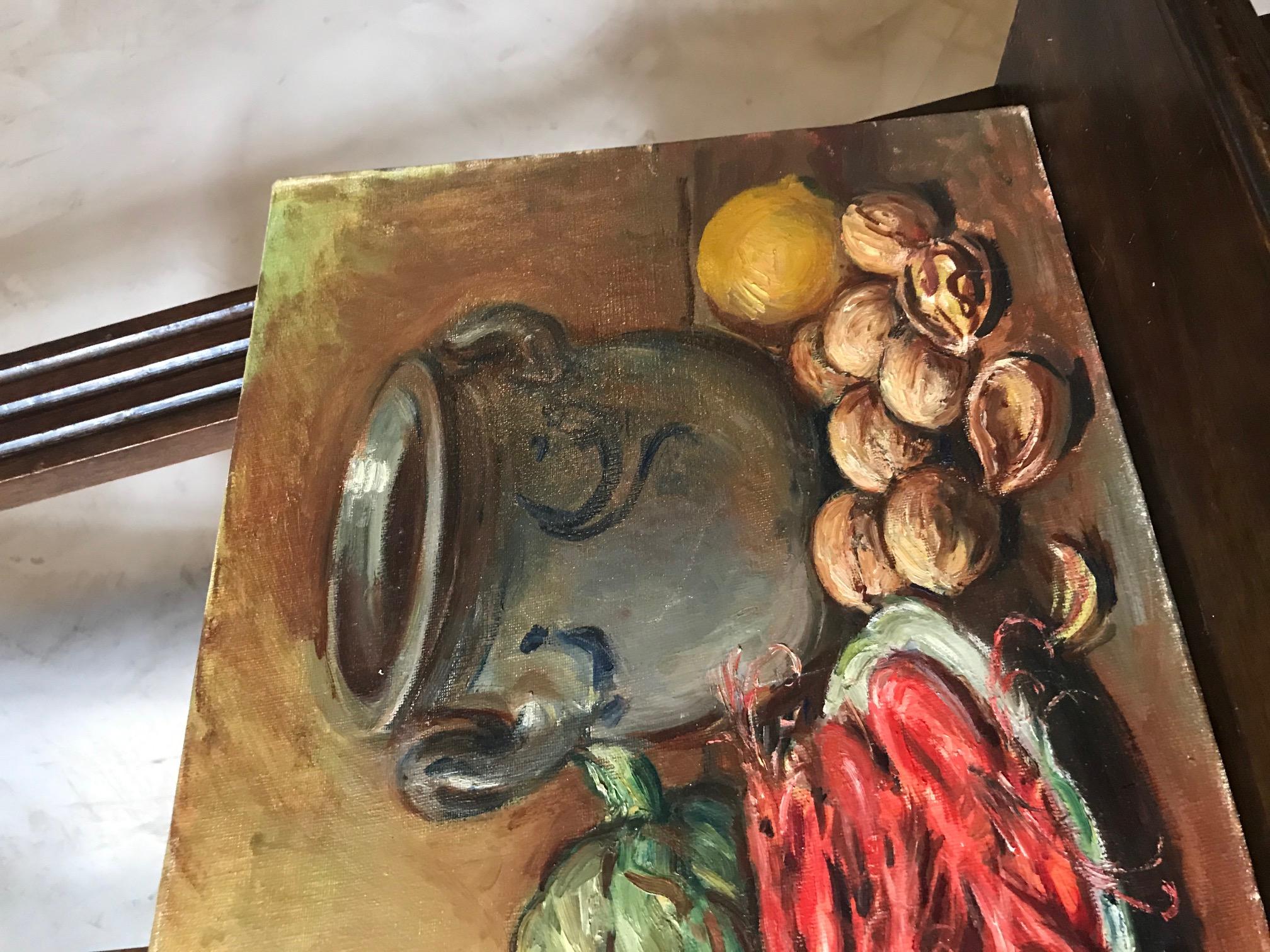 Mid-20th Century 20th Century French Still-Life Oil on Canvas Signed Roux-Abougit, 1930s For Sale