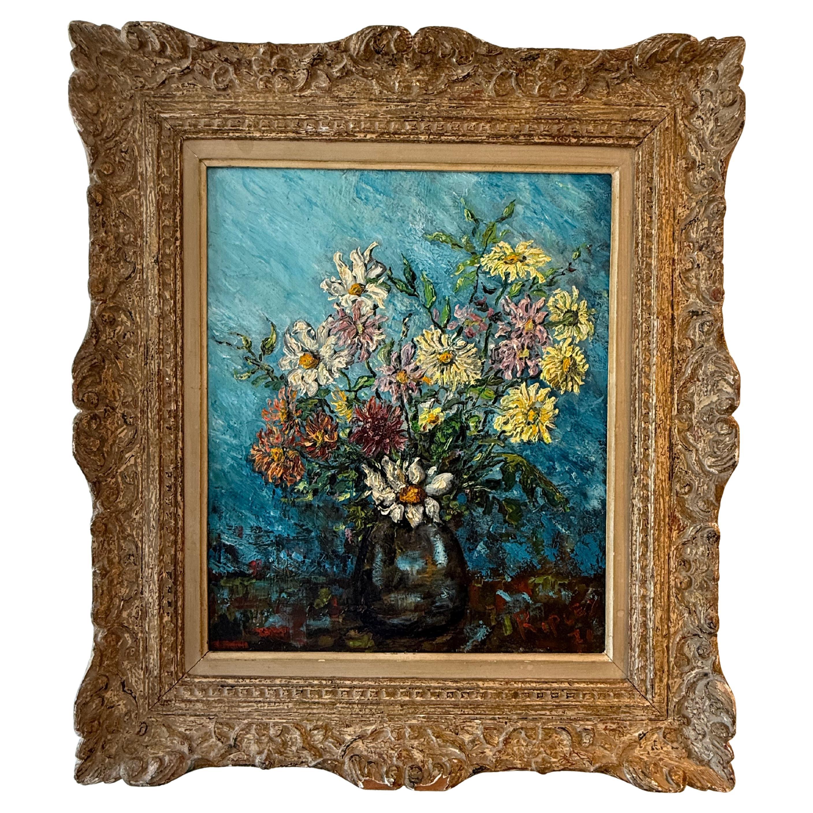 Nature morte française du 20e siècle avec fleurs