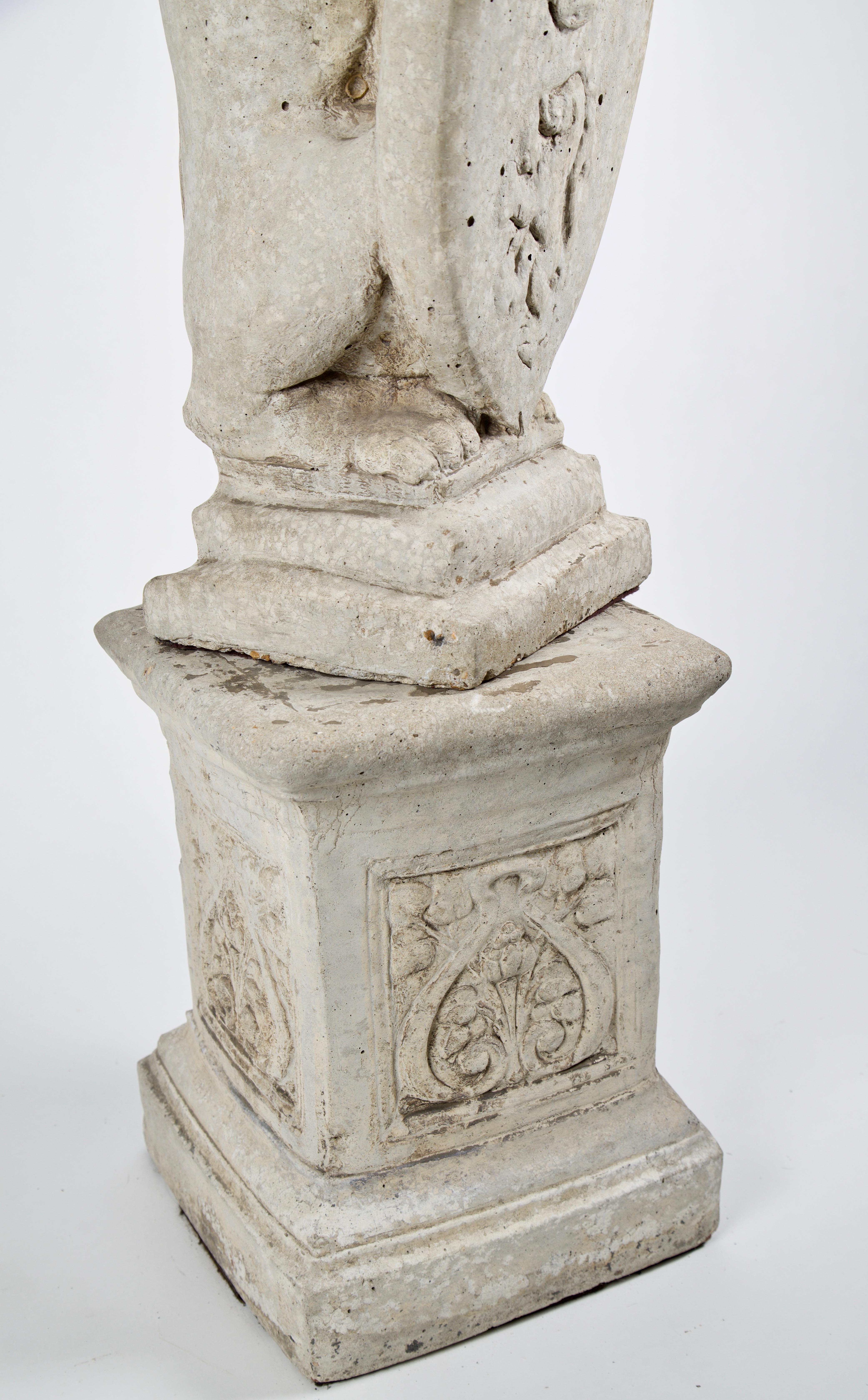 20th Century French Stone Lion with Shield on Pedestal For Sale 1