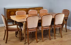 20th Century French Style Burr Walnut Dining Suite by H&L Epstein