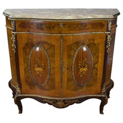 Vintage 20th Century French Style Burr Walnut Marquetry Drinks Cabinet