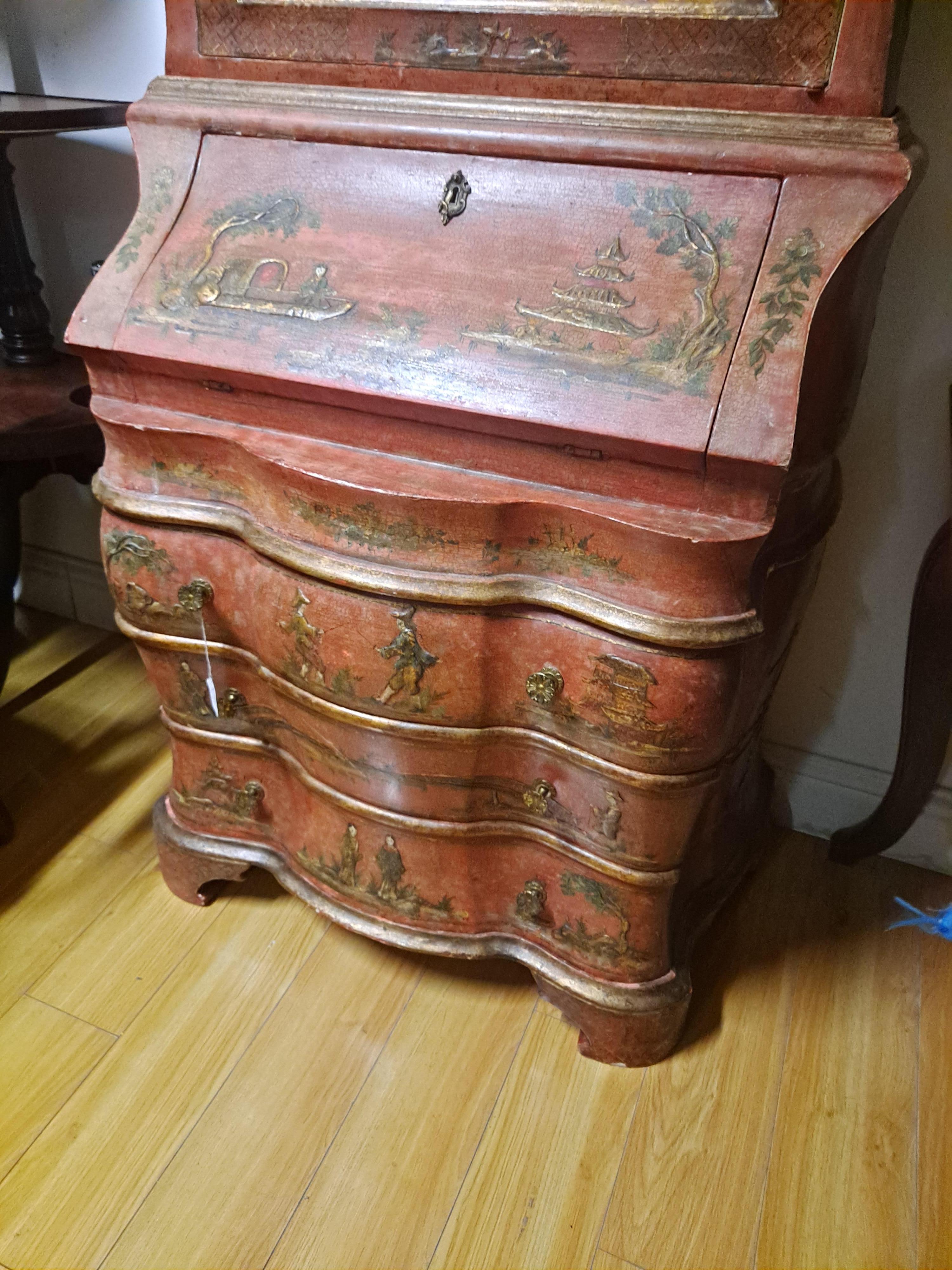 20th Century French Style Chinoiserie 2-piece Secretary/Cabinet  For Sale 6