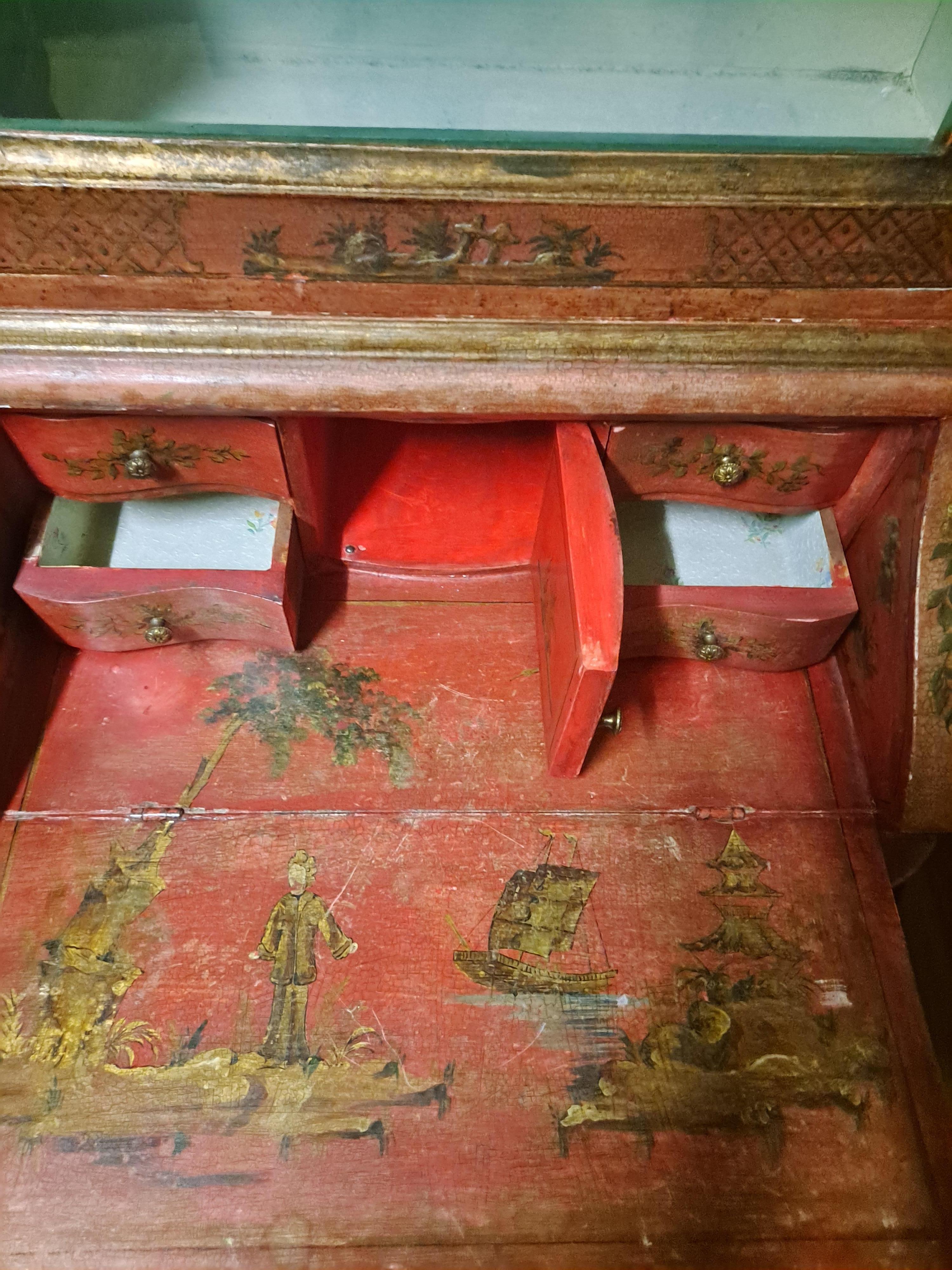 20th Century French Style Chinoiserie 2-piece Secretary/Cabinet  In Good Condition For Sale In San Francisco, CA