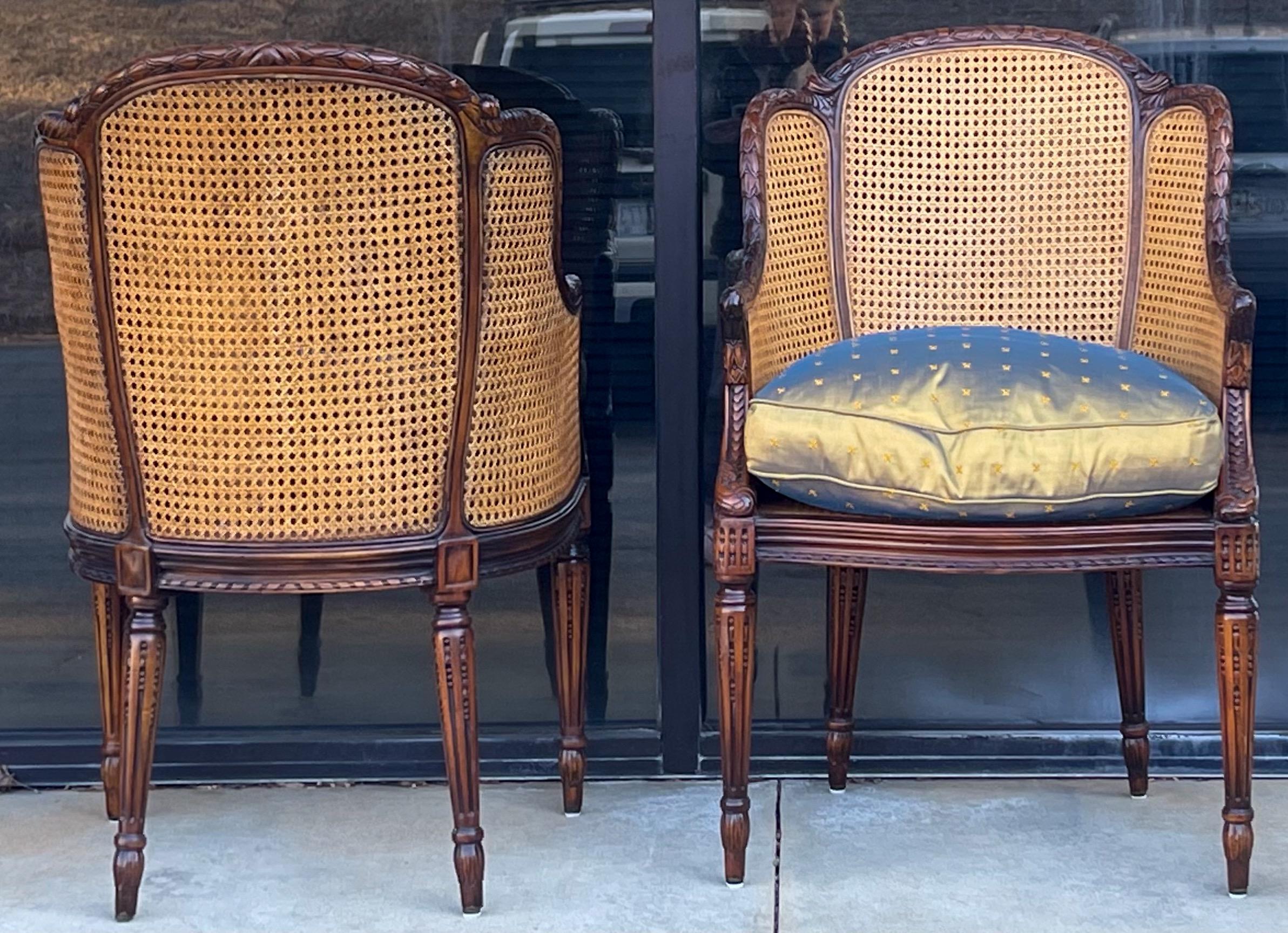 20th Century French Style Double Cane Chairs By Maitland-Smith, Pair 1