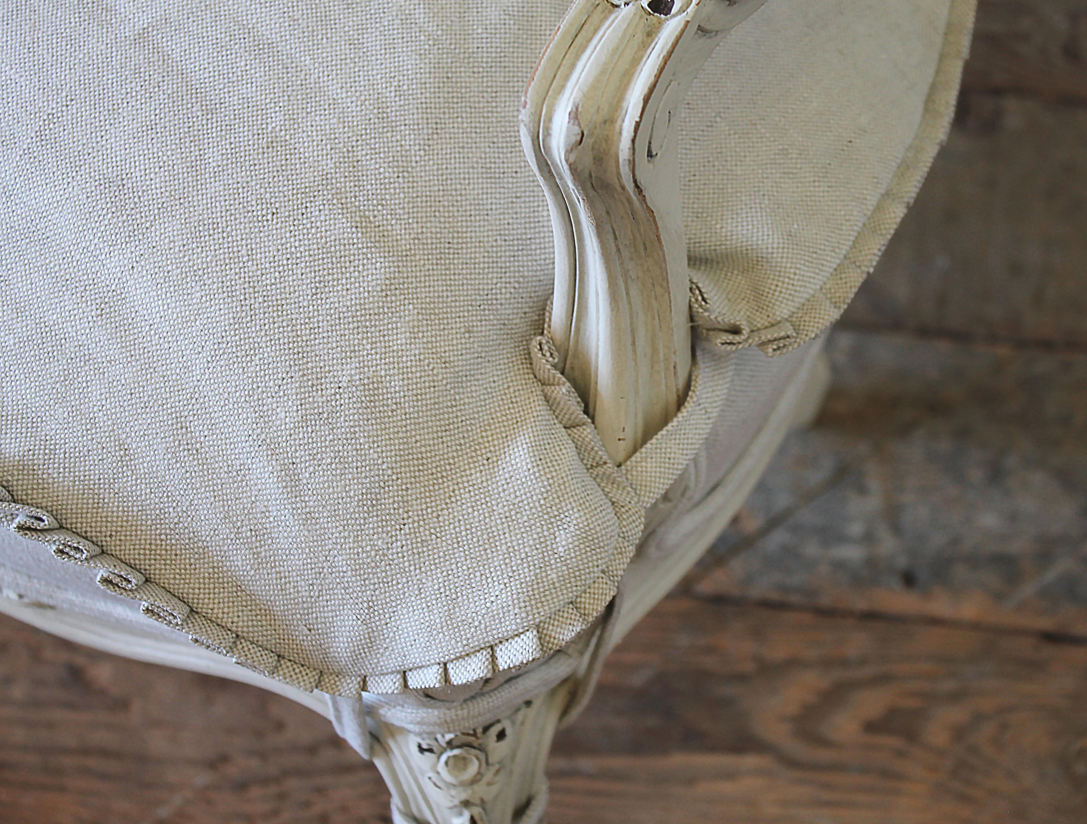 Linen 20th Century French Style Louis XV Cane Back Childs Chair