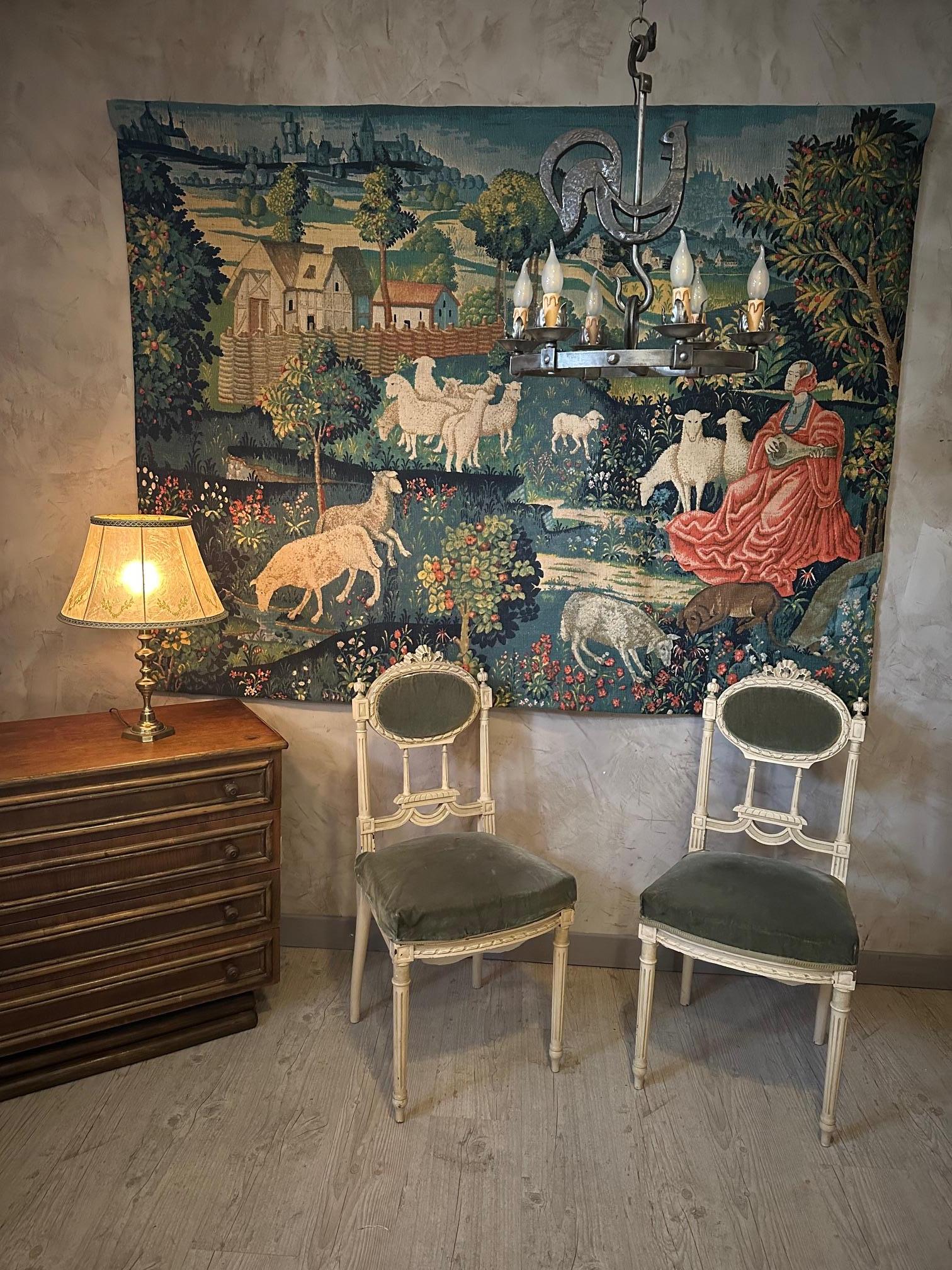 20th century French Tapestry in the Style of Aubusson, 1950s For Sale 6