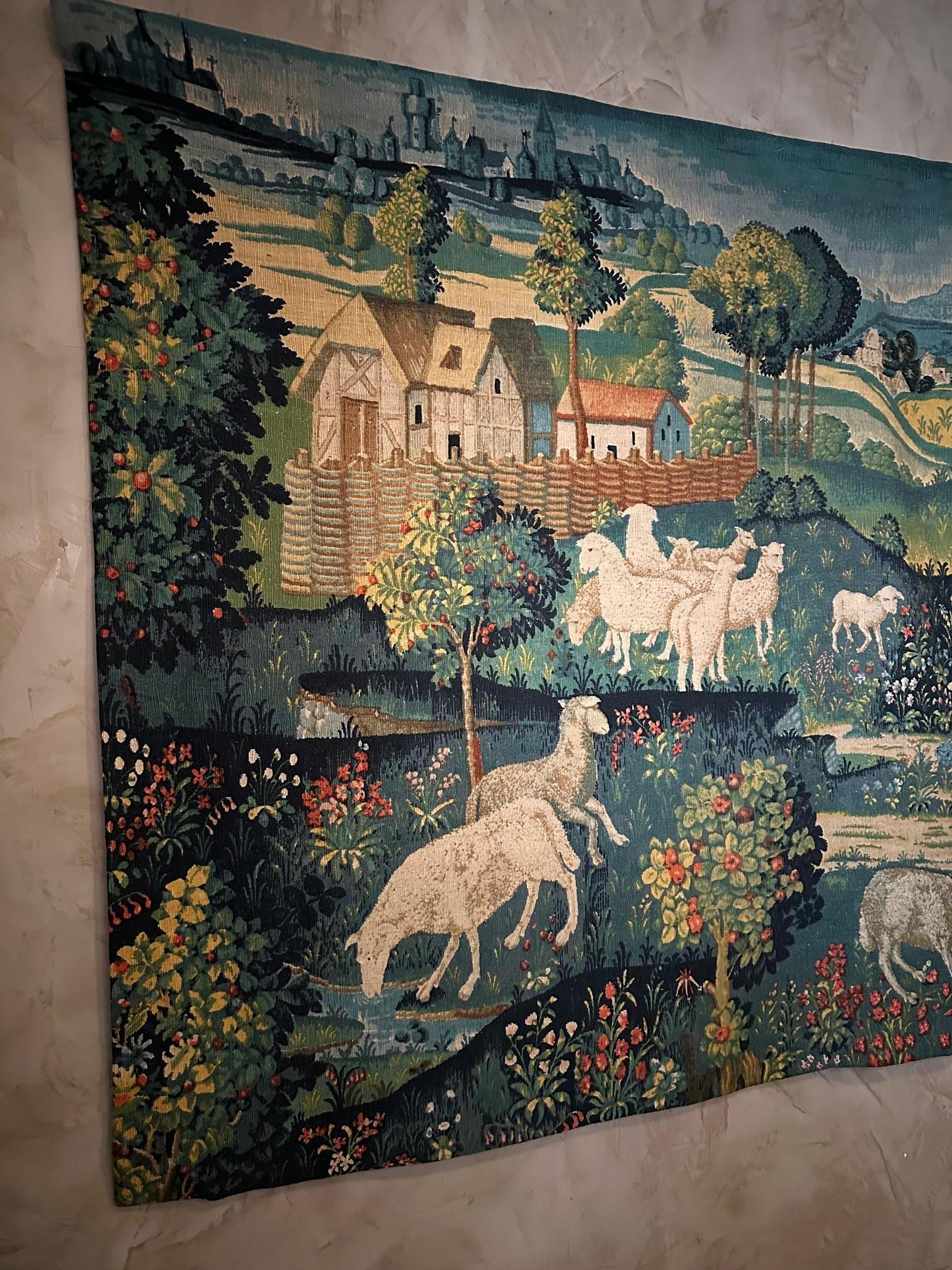 Französischer Wandteppich des 20. Jahrhunderts im Stil von Aubusson, 1950er Jahre (Mitte des 20. Jahrhunderts) im Angebot