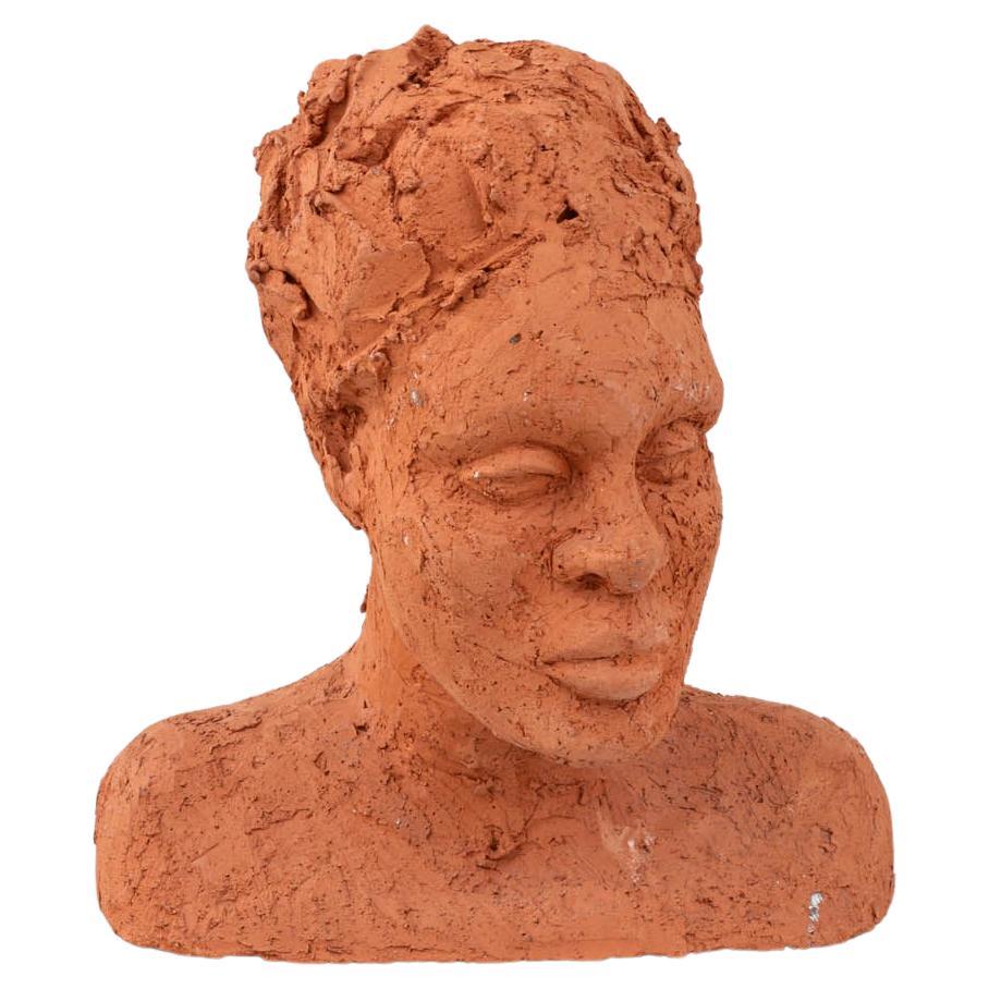 20th Century French Terracotta Bust For Sale