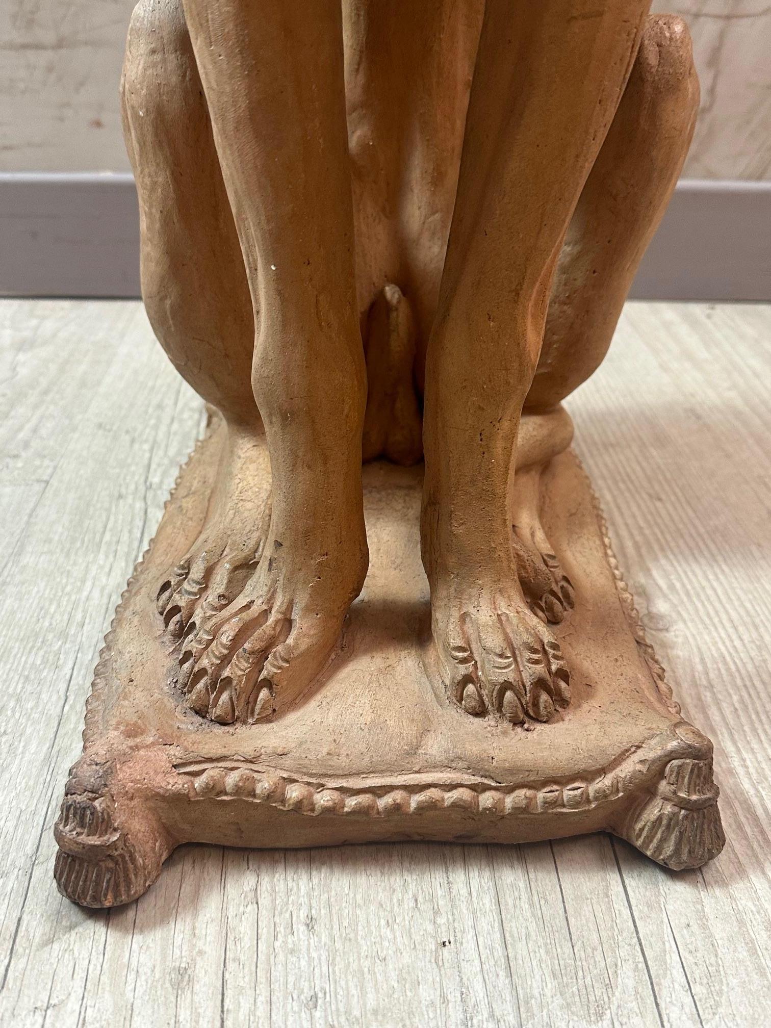 20th century French Terracotta GreyHound Statue, 1930s 6