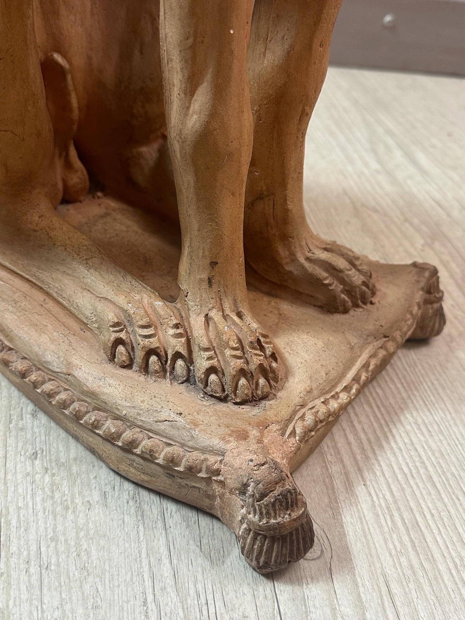 20th century French Terracotta GreyHound Statue, 1930s 7